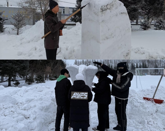 冰雪文化乐享校园 浓桥镇中学开展雪雕创意活动